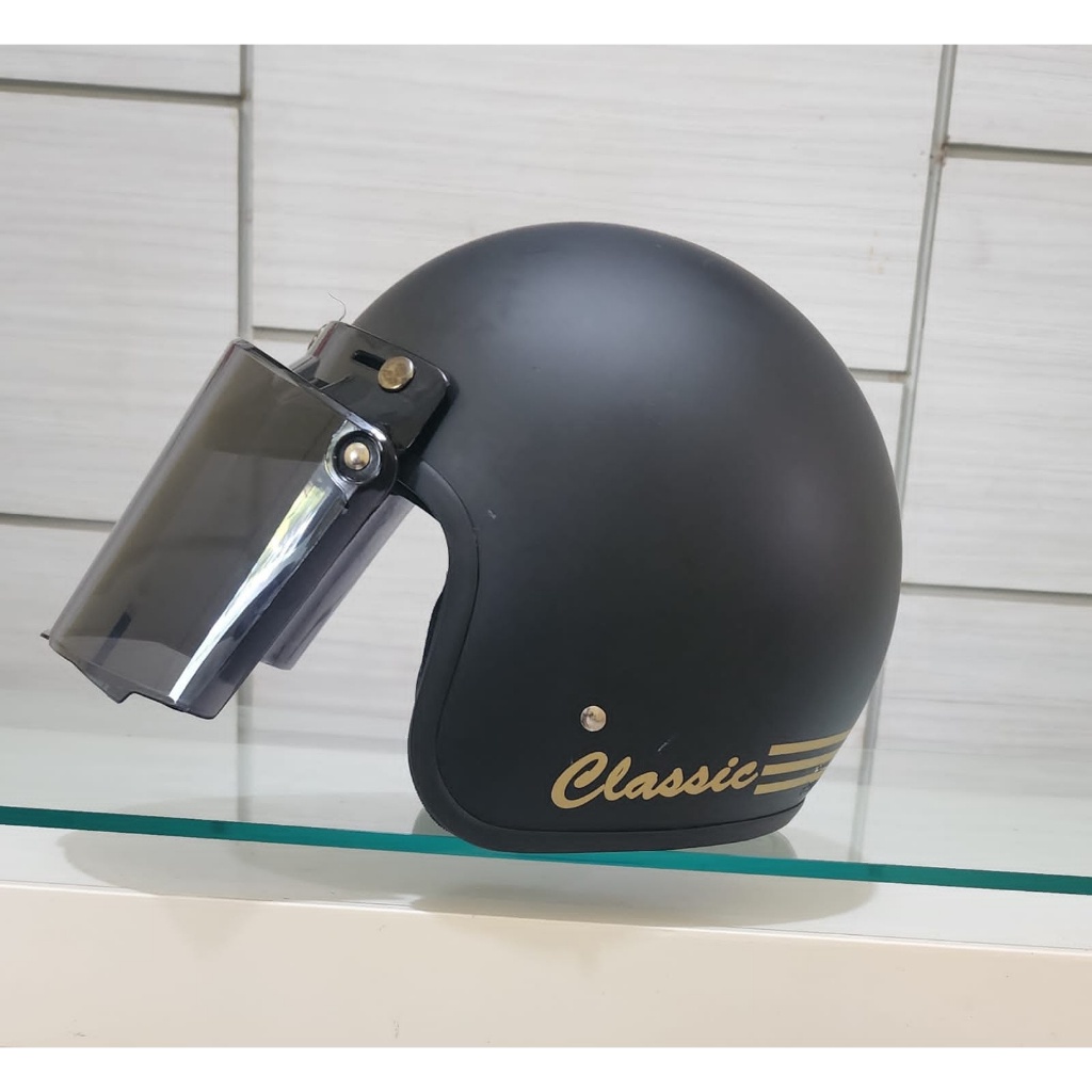 VIRAL Helm bogo classic polos hitam doff (STY Helmet SNI) /helm bogo clasic garis tiga/helm bogo wan