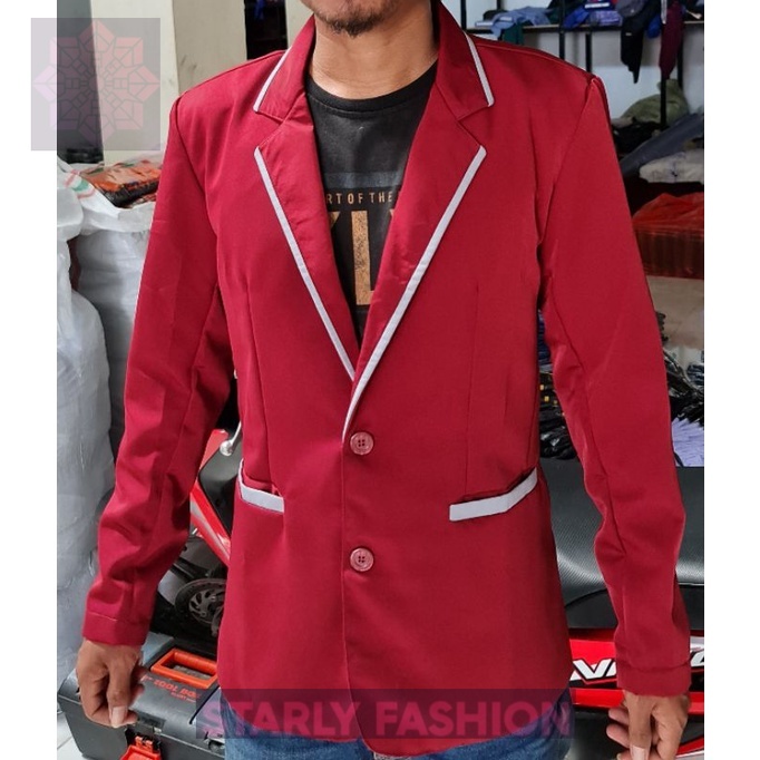StarlyFashion PRODUKSI SENDIRI JAS SEKOLAH MERAH MARON, BISA TAMBAH BORDIR