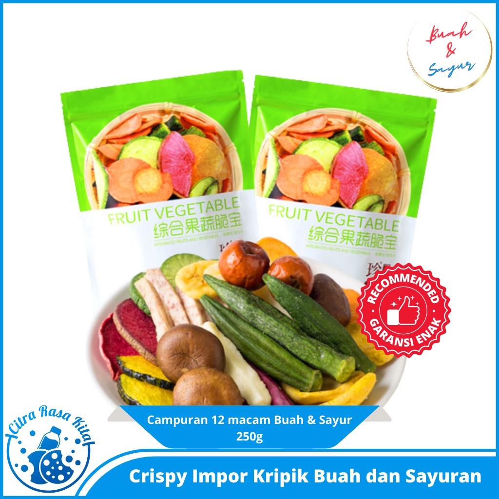 

Cemilan Sehat Snack Import Kripik Sayur Buah Kering Campuran 12 Macam (250gr)