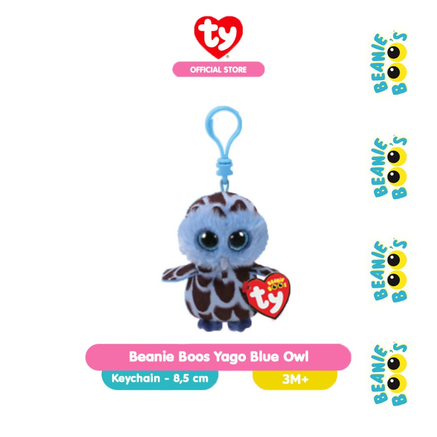 TY Beanie Boos Yago Blue Owl - Boneka Burung Hantu