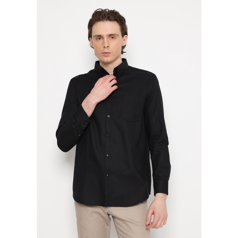 Jobb Brioni Kemeja Pria Lengan Panjang Regular Fit Hitam 3