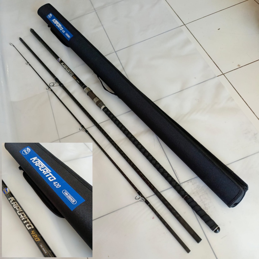 Joran Surf Pasiran Orca Kapurito 420 Cm Cw 100-250 Plus Full Fuji Pancing Laut Karang Kaku Sambung 3
