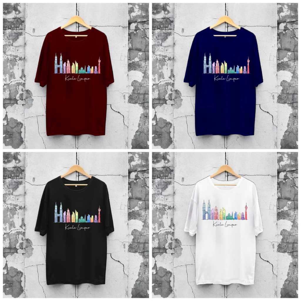 KAOS DEWASA OVERSIZE COWOK CEWEK MOTIF BAJU KUALA LUMPUR MALAYSIA BISA COUPLE DENGAN ANAK ANAK