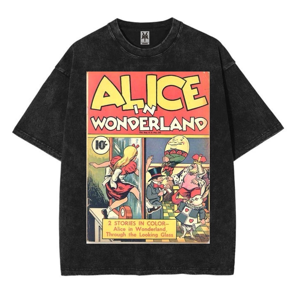 Kaos oversize alice in wonderland looking glass washed washing vintage tee