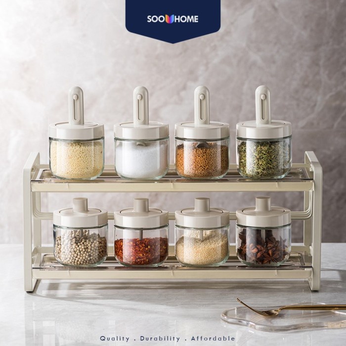 Toples Tempat Bumbu Dapur Bahan Kaca Food Grade Seasoning Jar  - Putih