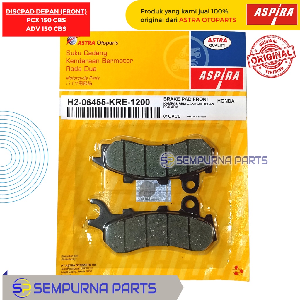 discpad/kampas rem cakram pcx cbs,adv 150 cbs - aspira