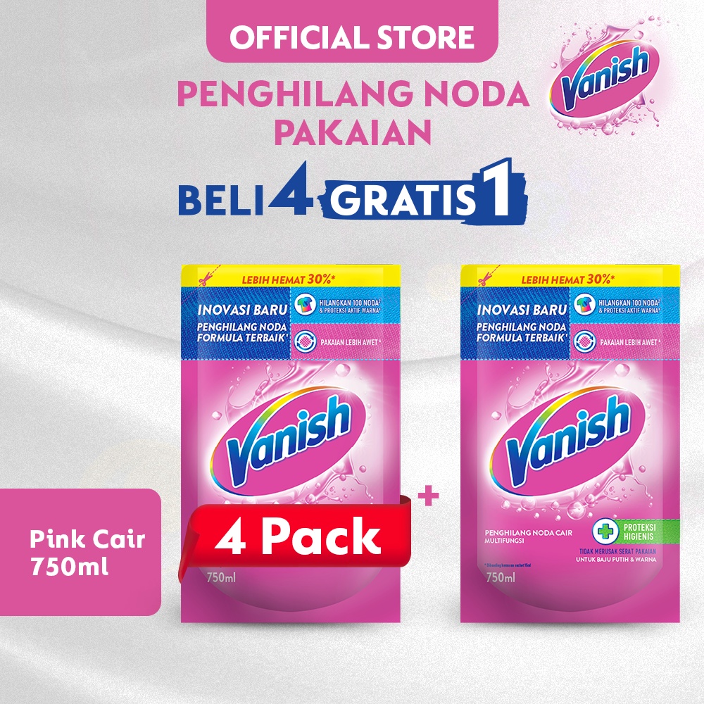 Vanish Pink Cair 750ml x 5 - Penghilang Noda Pakaian