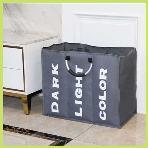 Keranjang Lipat Sekat Tempat Baju Pakaian Kotor Foldable Laundry Bag - 2 Sekat