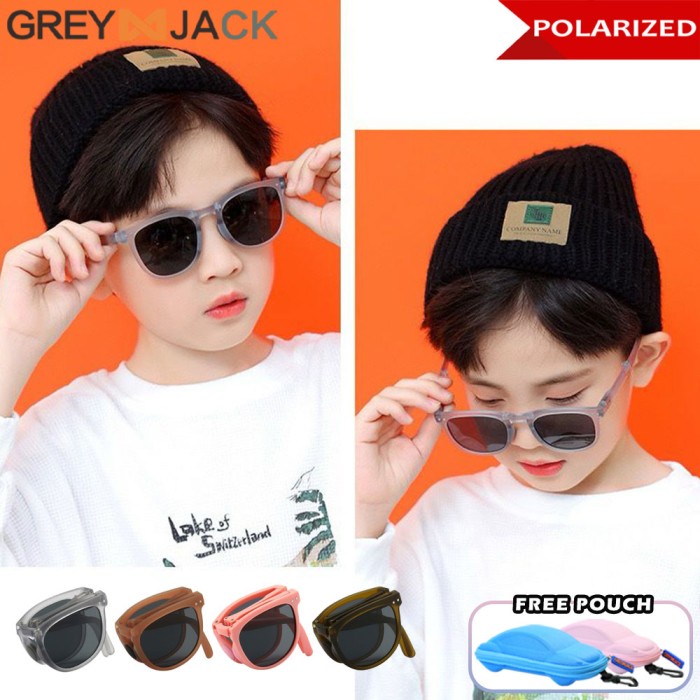Grey Jack Kacamata Hitam Sunglasses Polarized Lipat Anak TR90 079  - Grey Doff