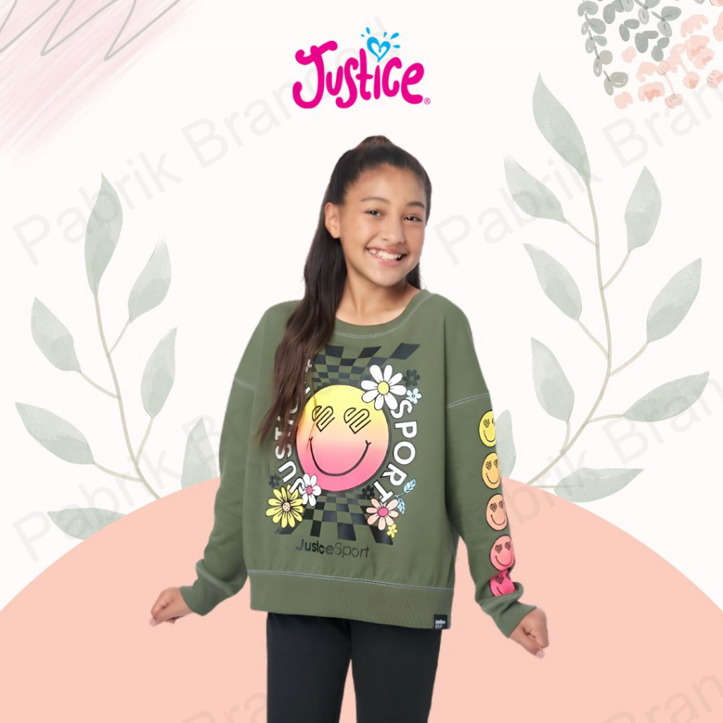 Pabrik Branded jus**ce oversized sweater XS S M L XL atasan sweater anak perempuan tanggung murah ec