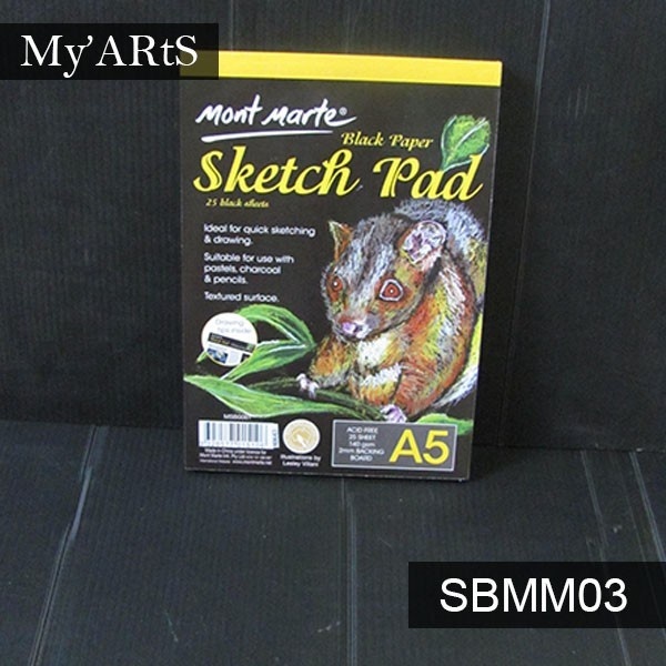 

Mont Marte Black Pad A5 140 gsm 25 Lembar - Sketch Book Buku Gambar Sketsa Hitam