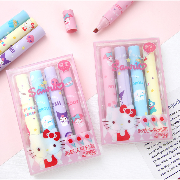 

Set highlighter sanrio Spidol marker karakter lucu