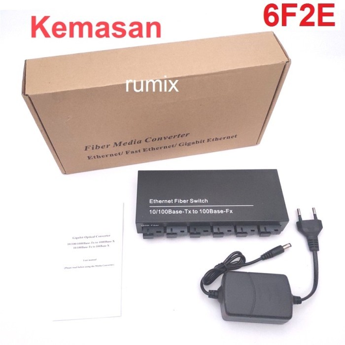 AC00 Converter 6 Port Fiber Optik FO SC Port LAN RJ45 4 6 Ethernet Switch - 6F2E