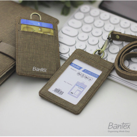 

[Terbaru]Ready Bantex Leather Name Tag ID Card Holder 8869 Kulit Sintetis Lanyard - Brown 03