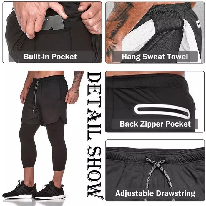 [366SP] Celana Panjang Olahraga Lari Gym Fitness Training - Legging Sport Pria