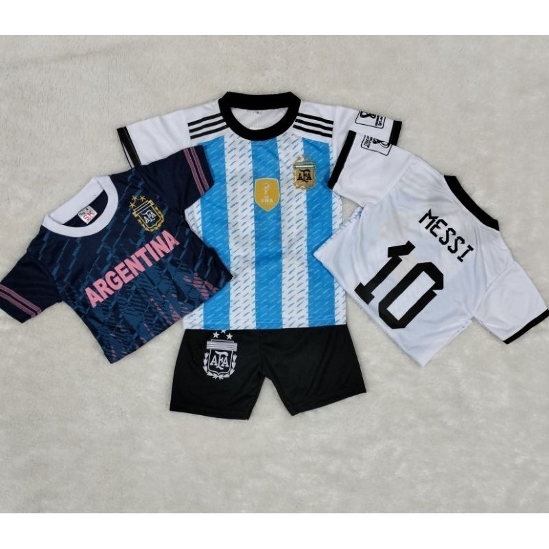 Setelan Jersey Anak Messi Terbaru / Baju Bola Piala Dunia Argentina Terlaris 2024 / Set Baju Bola An