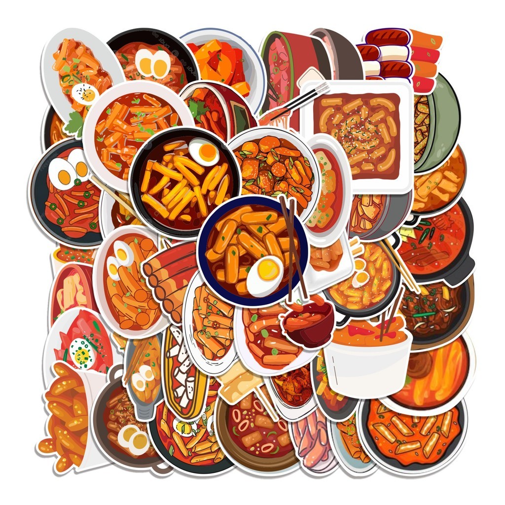 

COD 50 Pcs Stiker TTEOBOKKI CARTOON Lucu Anti Air Untuk Dekorasi Notebook Sepeda Skateboard Handphone