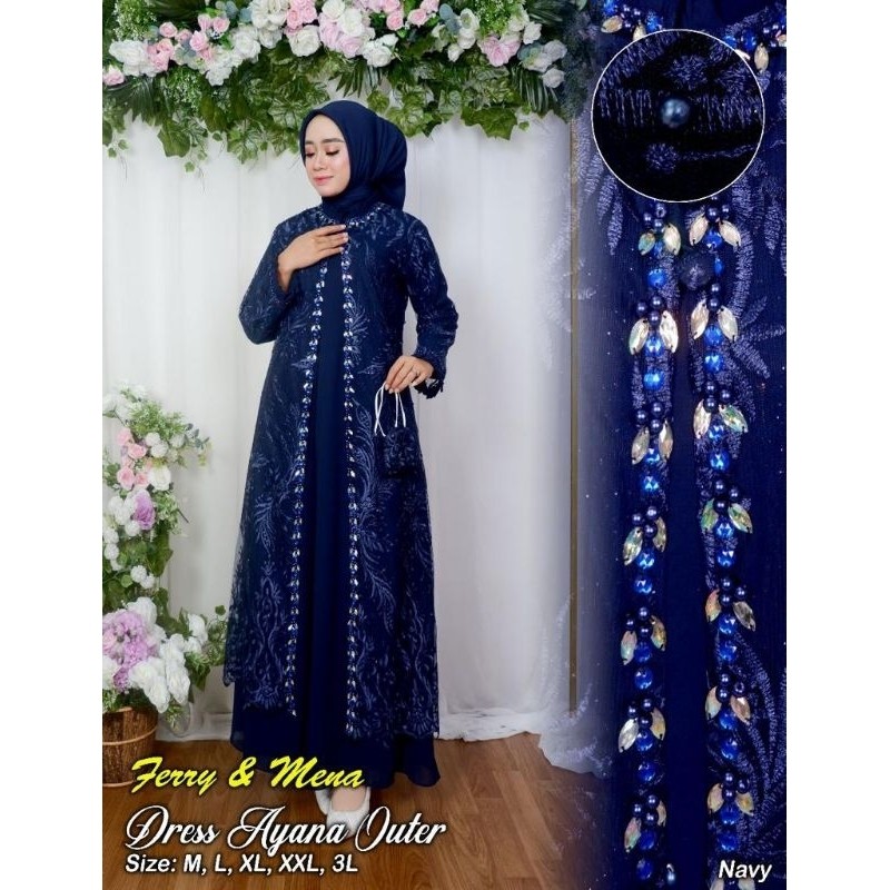 Gamis Outer Lepas Pasang Kancing Depan | Gamis Tille Premium | Gamis Jumbo Ld 130 cm | Gamis Kondang