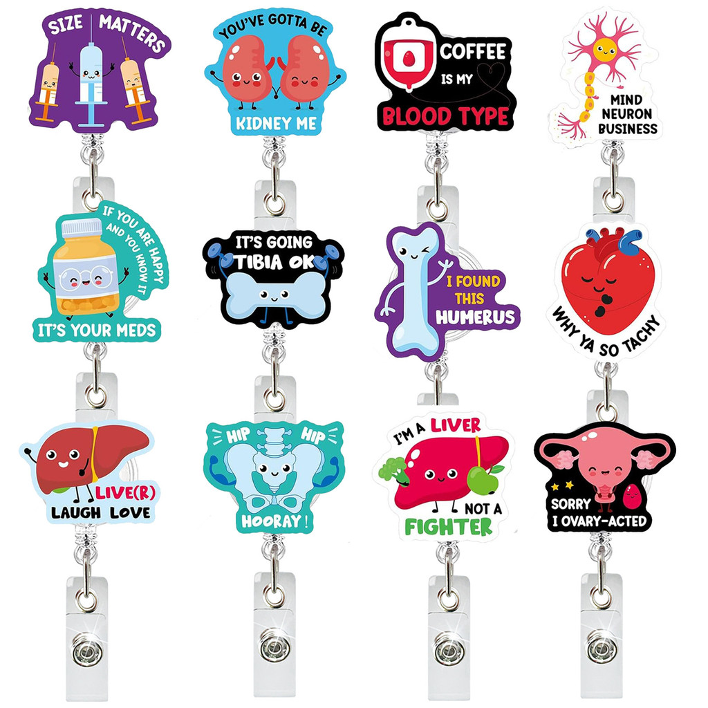 

Acrylic Organ Medicine Bottle Syringe Blood Bag Retractable ID Badge Holder Clip Rotating Alligator Clip Medical Badge Reel