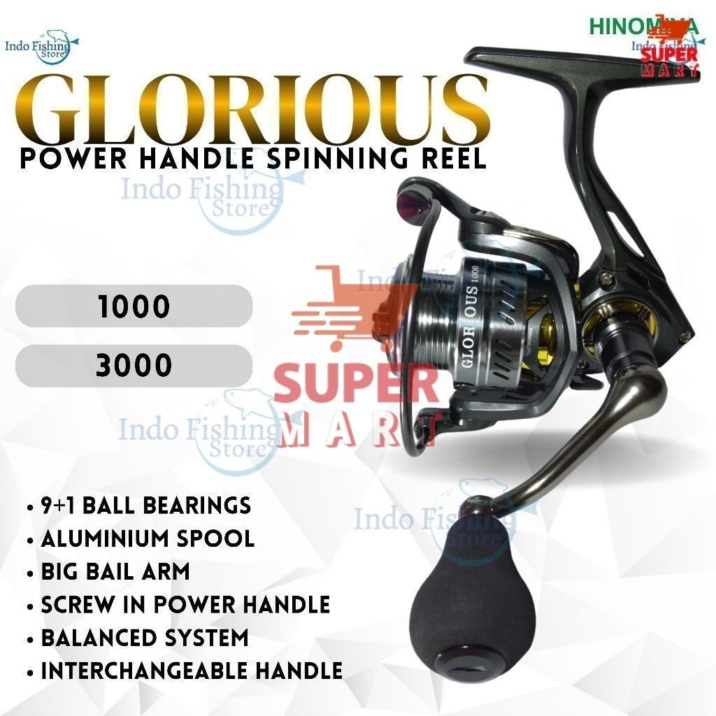 SS_Reel Pancing HINOMIYA Glorious 1000 3000 9+1BB Ball Bearing Mancing UL Kolam Spinning PowerHandle