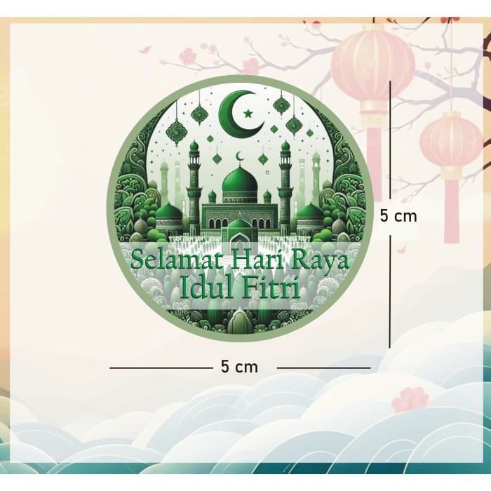 

Sticker Selamat Hari Idul Fitri Bulat 5cm Hijau