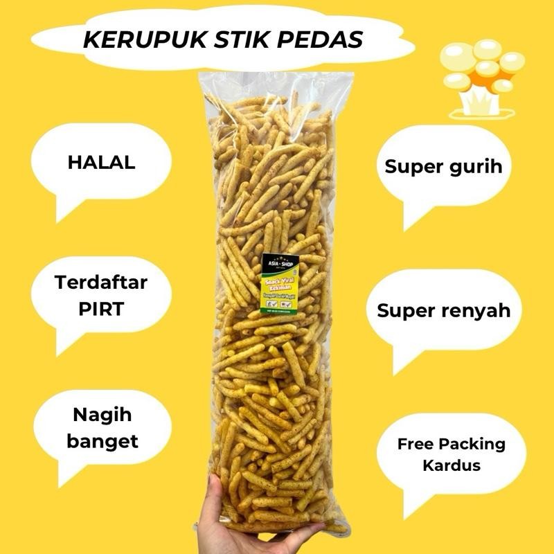 

Kerupuk Stik Pedas Gurih Asin Keripik Stick Cemilan snack bistik