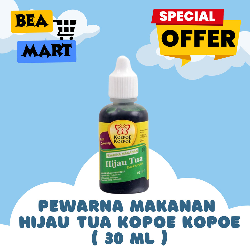 

Pewarna Makanan Kupu Kopoe Hijau Tua 30 ml | Food Coloring 30ml Kecil