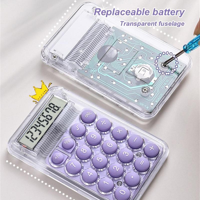 

Mini 8 Digit Calculator Large LCD Display Big Round Button Portable For Student Exam Study Office Work Office Electronics