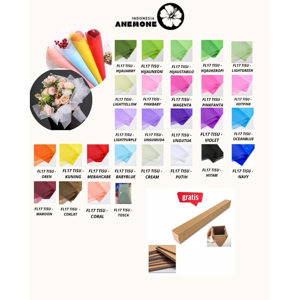

ANEMONE - (5 LEMBAR) - FL17 TISU Kertas Tissue Buket/ Kertas Tissue/ Flower Wrapping Paper