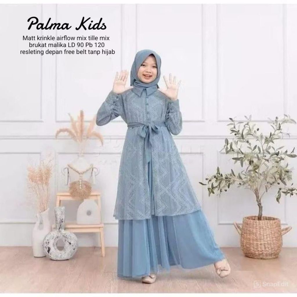 Cod Palma kids/gamis remaja/dress kids/gamis kondangan/gamis premium/dress kekinian/gamis anak usia 