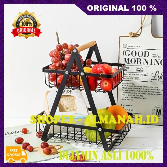 [BISA COD] Rak Buah 2 Susun Rak Keranjang Buah Susun Rak Buah 2 Tingkat Keranjang Penyimpanan Multif
