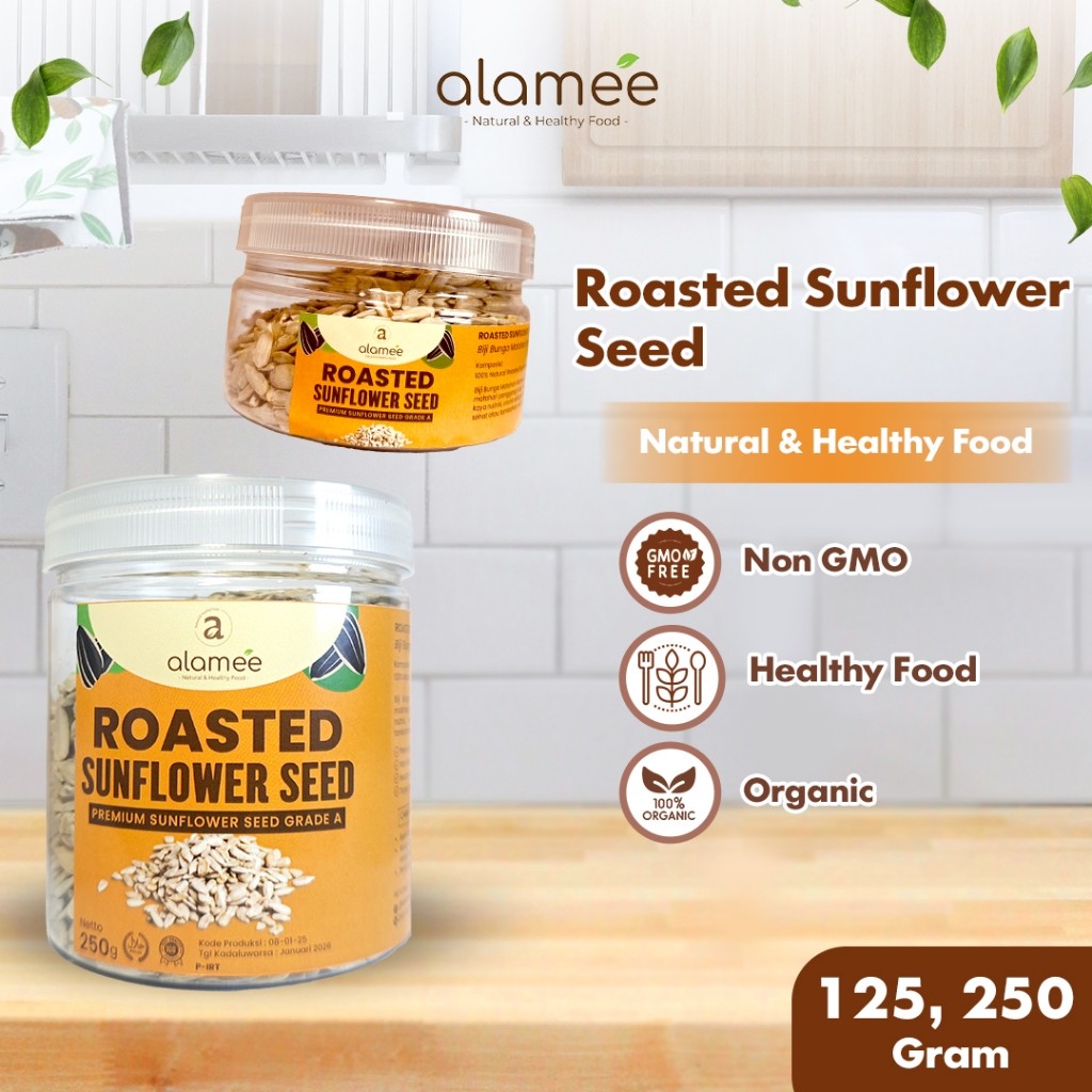 

ALAMEE Roasted Sunflower Seed Biji Bunga Matahari Kupas Oven Biji Kuaci Panggang PREMIUM 250gr 125gr