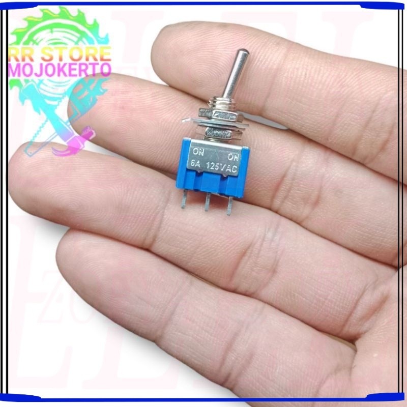 Saklar Biru switch toggle 3 kaki body kecil mini -on off 3 pin