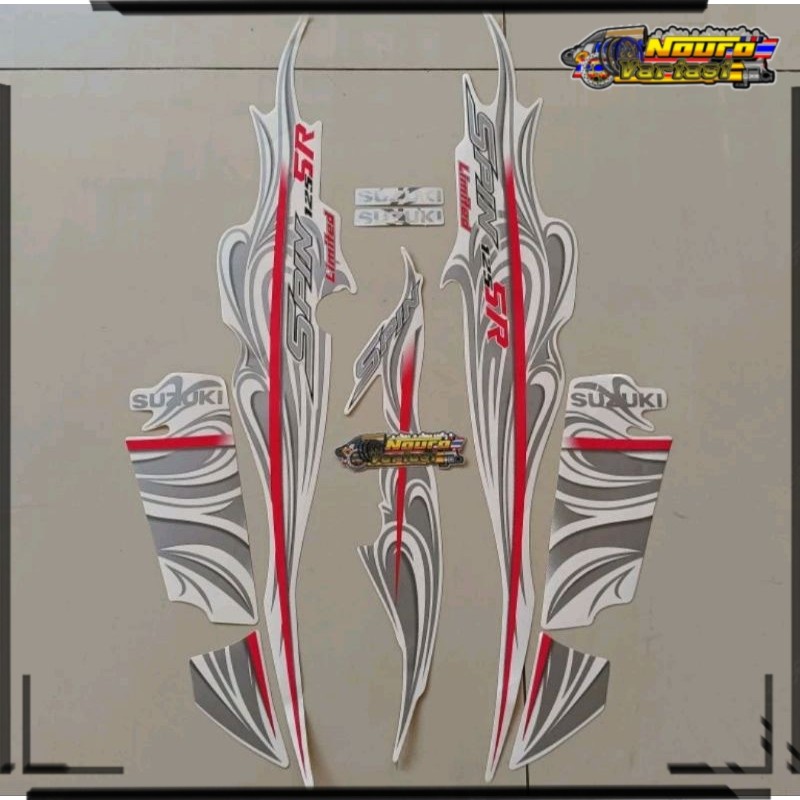 Aksesoris Striping Suzuki spin sr 125 2008 2009 putih stiker Lis body motor standar