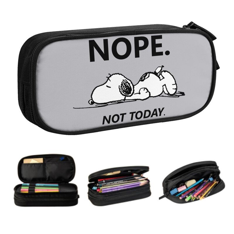 

Custom Cute S-Snoopys Nope Not Today Pencil Cases for Girls Boys Large Storage Pen Bag Box School Supplies