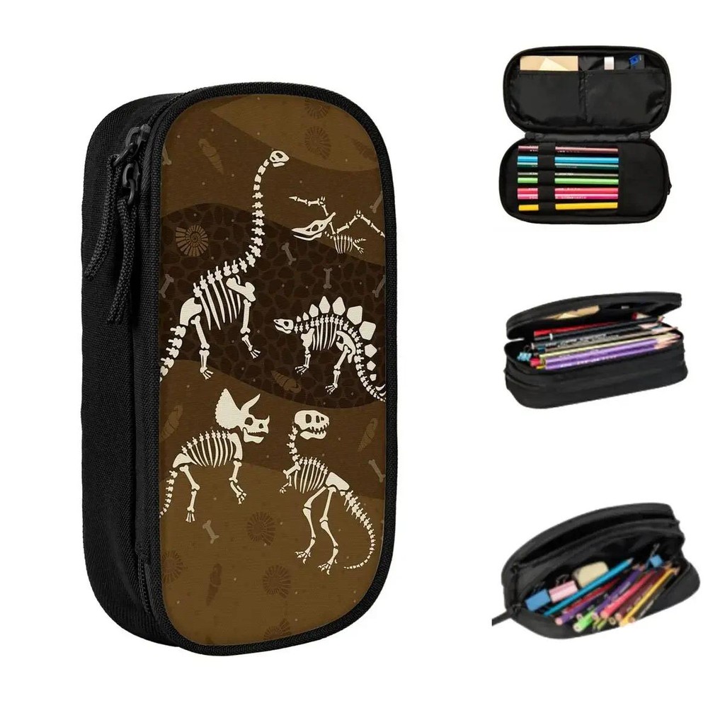

Dinosaur Fossil Pattern Pencil Cases Large Storage Pen Bags Pen Box Pencil Pouch For Boys Girls Students Stationery School