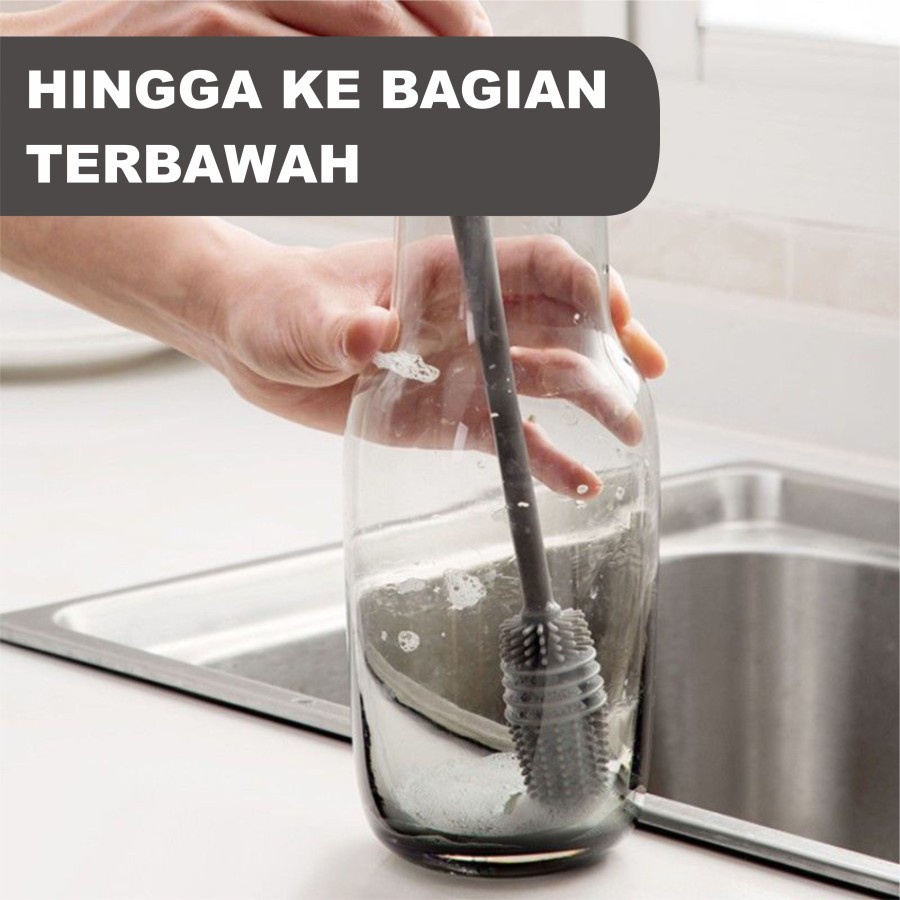 Sikat Pembersih Botol Silikon Gelas Gagang Panjang