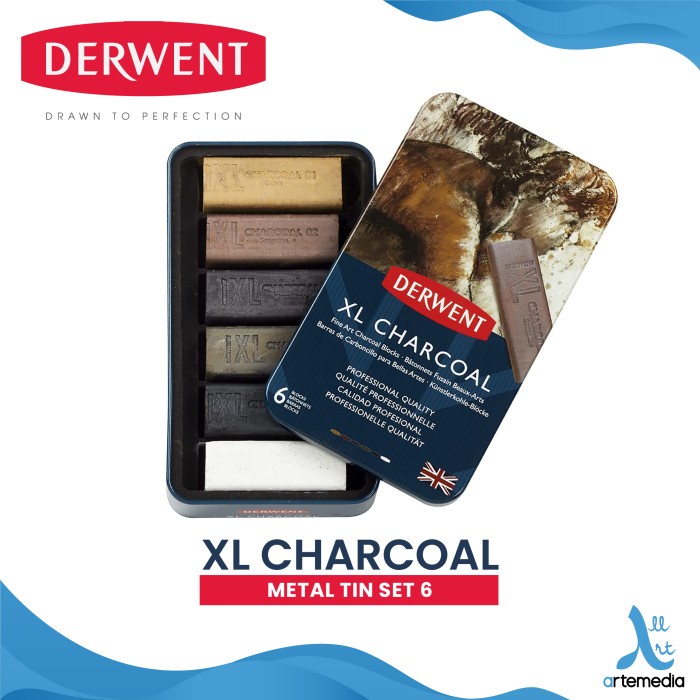 

Balok Arang Derwent XL Charcoal Block 6 Metal Tin Set