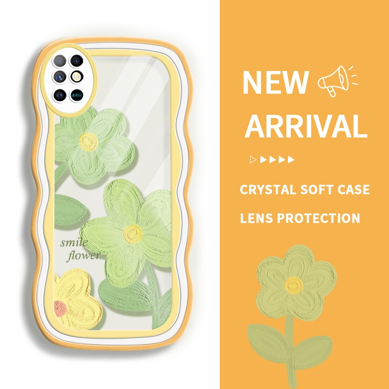 JBIMA Infinix Transparan Silicon Case bunga hijau SoftCase Untuk Infinix Note 8 Note 10 Note 10 Pro 