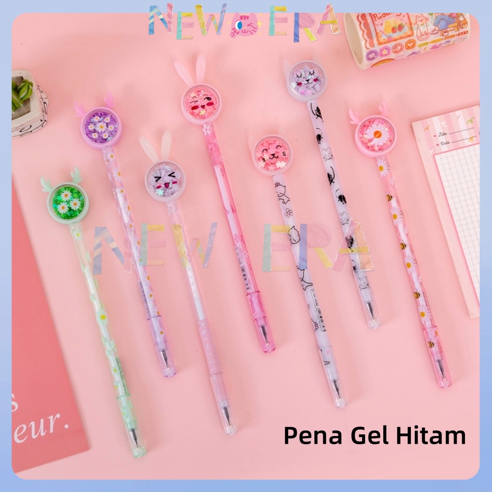 

NewEra Pena Cute Karakter Kupu-Kupu Payet Gliter Bunny Lucu Black Ink Gel Pulpen Gel Bolpen Gel Pastel Alat Tulis Sekolah Kantor