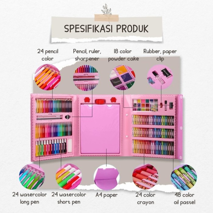 

Pensil Warna Crayon set anak 208pcs - Alat set lukis set 208pcs - 150pcs biru