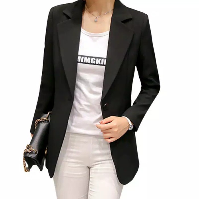 Jas Blazer Formal Wanita Warna Hitam Blazer Cewek Korea Jas Formal