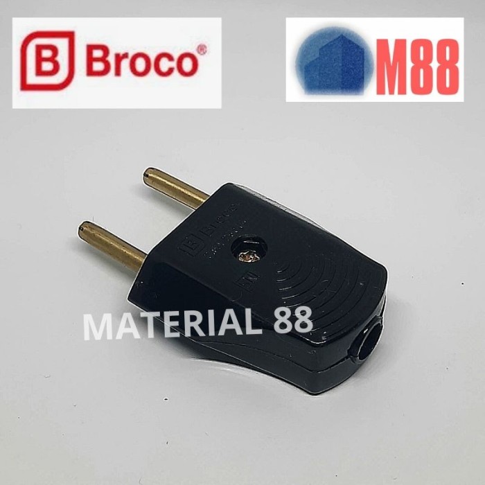 BROCO Steker Hitam - Colokan Kabel Listrik Gepeng
