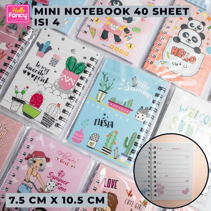 

Buku Notebook Fancy / Mini Notebook Diary Motif Random isi 4 pcs