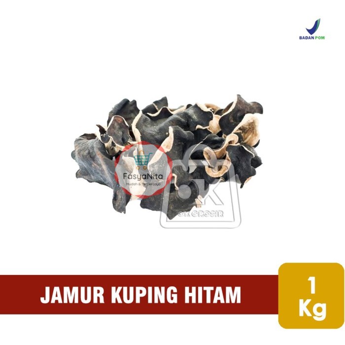 

Jamur Kuping Hitam Kering Cap Walet / White Back Black Fungus (1 Kg) - FasyAnita Mart Denpasar
