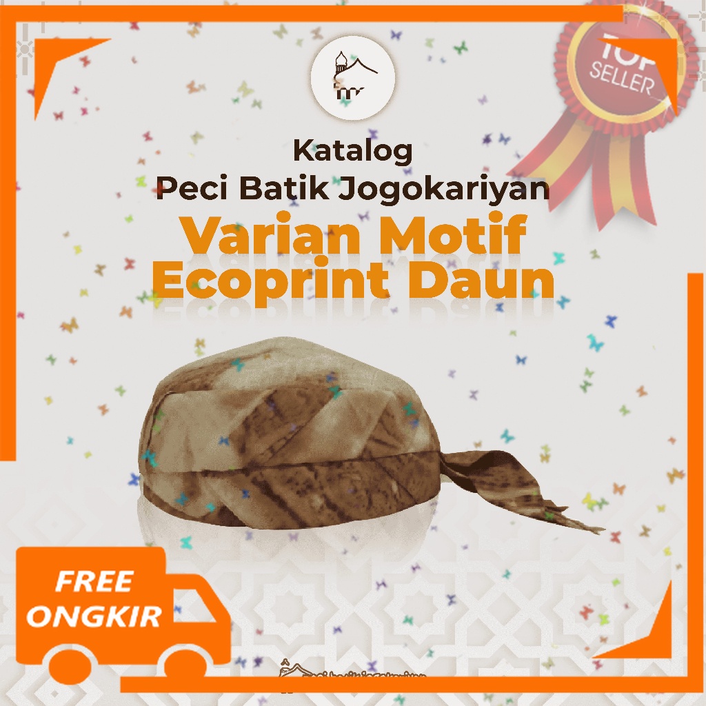 Peci Batik Jogokariyan Jogokaryan Motif Ecoprint Daun