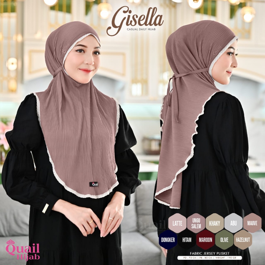 Gisella Daily Hijab Original Quail Hijab Instan Nonpad Quail Gisella Quail Emran Hijab