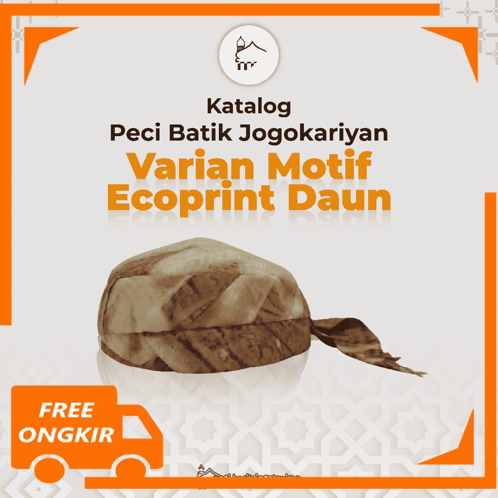 Peci Batik Jogokariyan Jogokaryan - Motif Ecoprint Daun - Kopeah Songkok Udeng
