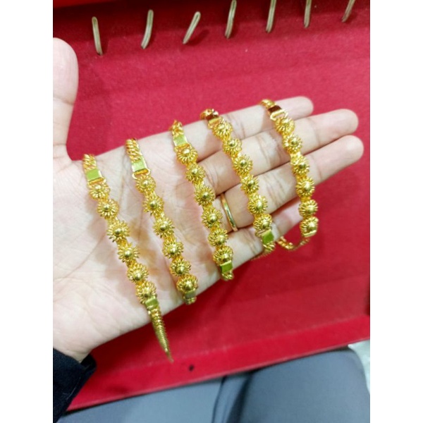 Gelang motip bunga matahari lapis emas24k
