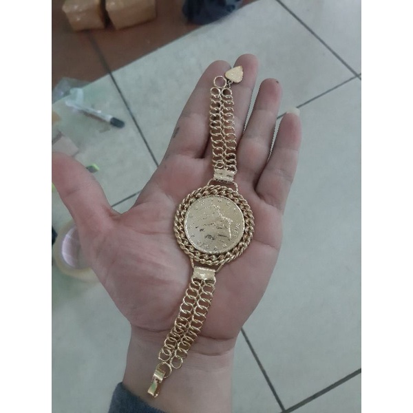 Gelang koin ringgit jam tempahan mirip seperti emas asli